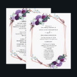 Purple Floral Wedding Ceremony Program<br><div class="desc">Plan your big day to the very last detail with our purple floral geometric frame wedding suite. Easily customize this with your details by clicking the "Personalize" button. The design is modern with trendy colors featuring cute floral bouquet and rose gold geometric frame. Use the "Customize it" button to further...</div>