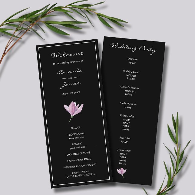 Purple Floral Wedding Ceremony Program (Purple Floral Wedding Ceremony Programs)