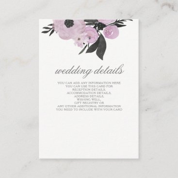 Purple Floral Wedding Details Enclosure Cards