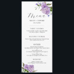 Purple Floral Wedding Dinner Menu<br><div class="desc">Elegant floral wedding dinner menu card featuring watercolor illustration of purple peony flowers with greenery.</div>