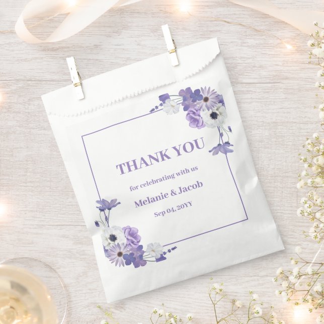 Purple Floral Wedding Favor Bag (Clipped)
