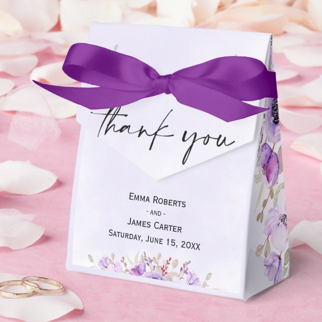 Purple Floral Wedding Favor Boxes (Wedding)