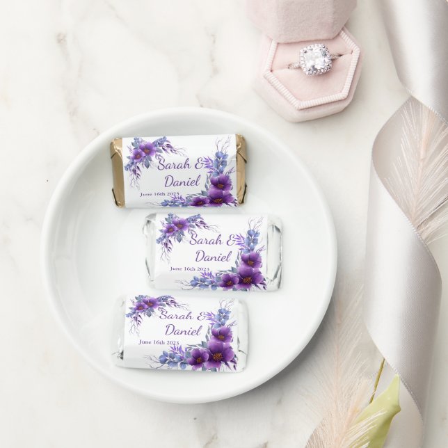 Purple Floral Wedding Favors Candy Bar Wrapper (Wedding)