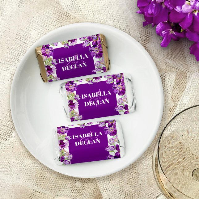 Purple floral wedding favors custom message (Creator Uploaded)
