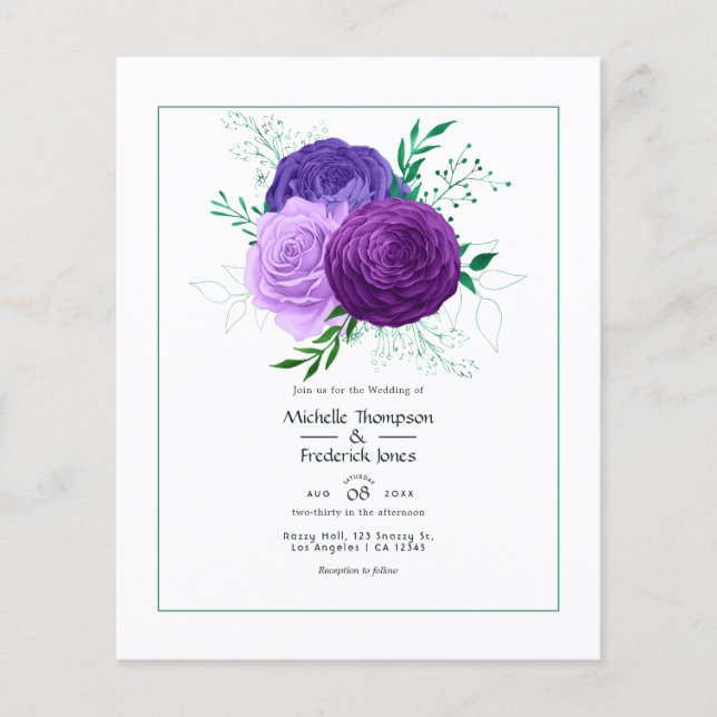 Purple  Floral Wedding Flyer (Front)