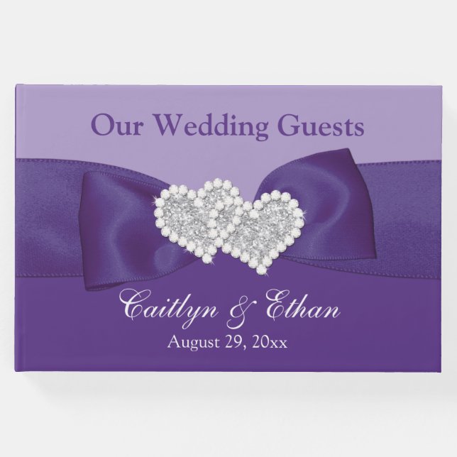 Purple Floral Wedding Guest Book (Front)