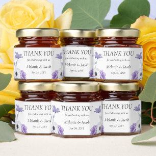 Purple Floral Wedding Honey Jar Favors