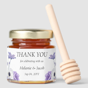 Purple Floral Wedding Honey Jar Favors