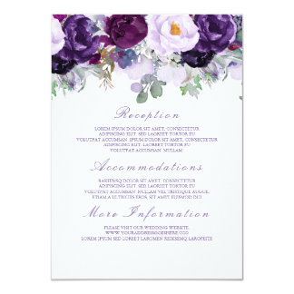 Purple Floral Wedding Information Guest Card