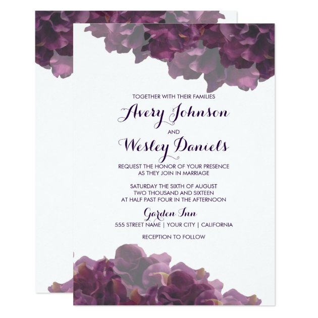 Purple Floral Wedding Invitation