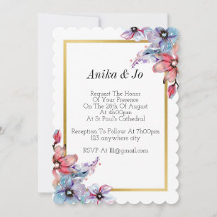 PURPLE FLORAL WEDDING INVITATION