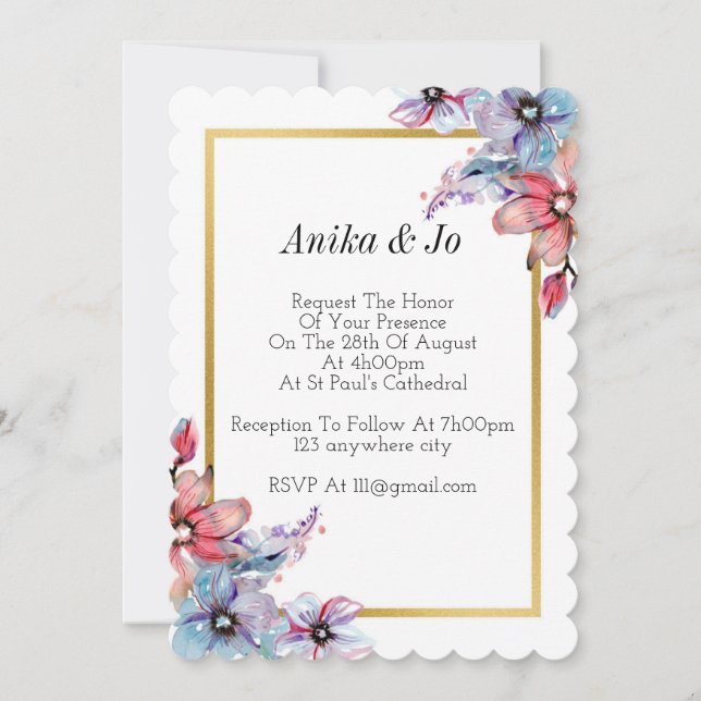 PURPLE FLORAL WEDDING INVITATION (Front)
