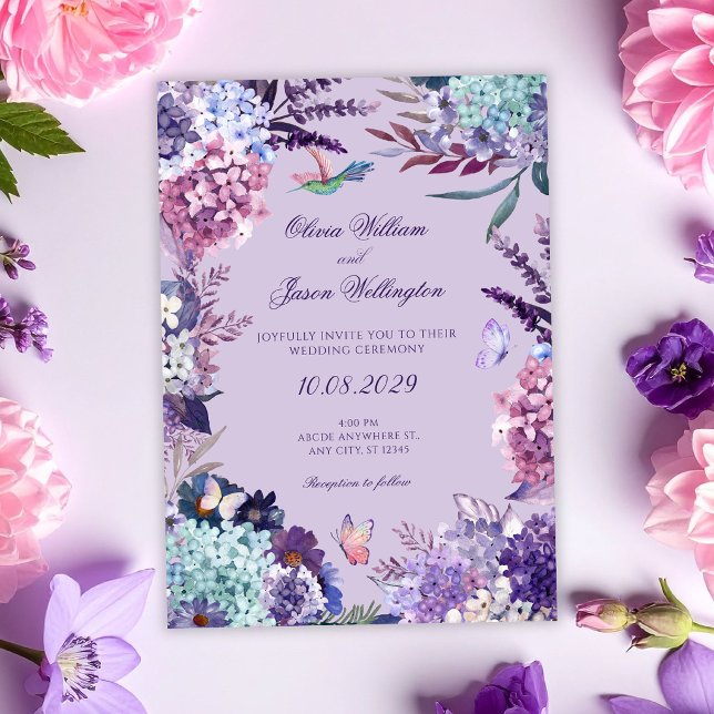 Purple floral wedding invitation (Creator Uploaded)