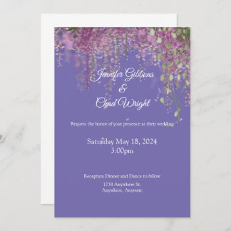 Purple Floral Wedding Invitation