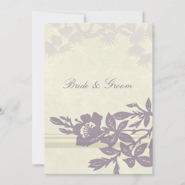 Purple Floral Wedding Invitation Card (Front)