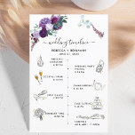 Purple Floral Wedding Itinerary Icons Program Card<br><div class="desc">Elevate your wedding day with our exquisite Purple Floral Wedding Itinerary Program Card, a stunning centerpiece that captures the romance and elegance of your special celebration. Adorned with delicate, watercolor purple blooms at the top of the card, this personalized itinerary becomes more than just a schedule—it's a cherished keepsake that...</div>