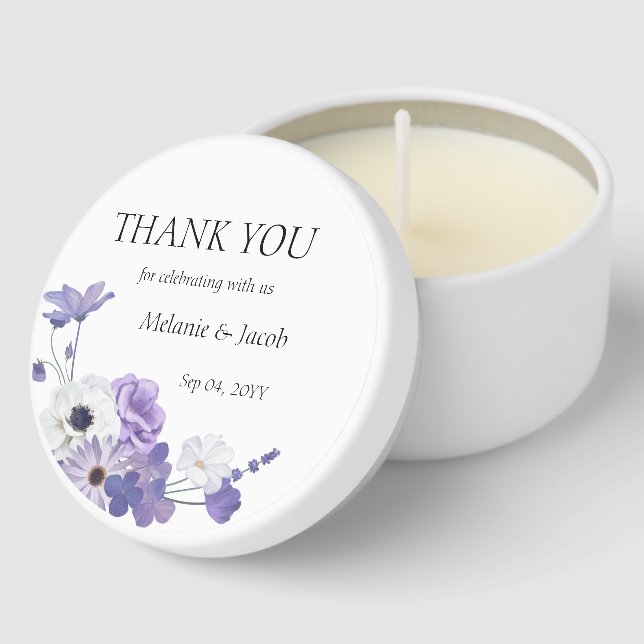 Purple Floral Wedding Mini Candle Favors (Corner)