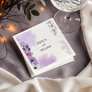 Purple Floral Wedding Napkins