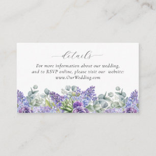 Purple Floral Wedding Online Details Enclosure Card