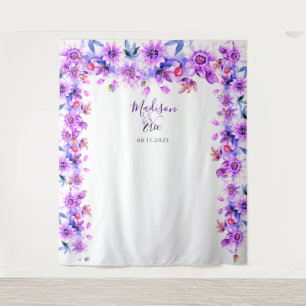 Purple Floral Wedding Photo Booth Backdrop