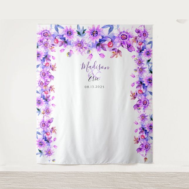 Purple Floral Wedding Photo Booth Backdrop (Front)