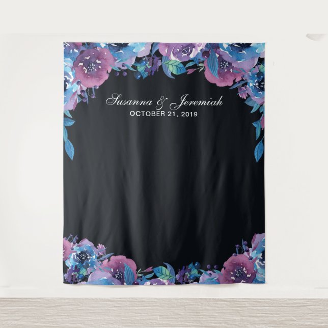 Purple Floral Wedding Photo Booth Backdrop (Front)