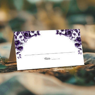 Purple Floral Wedding Place Card