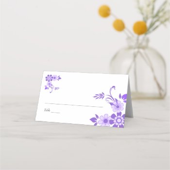 Purple Floral Wedding Place Card by studioart at Zazzle