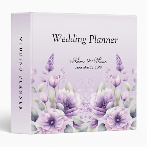 Purple Floral Wedding Planner 3 Ring Binder