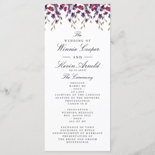 Purple Floral Wedding Program