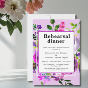 Purple Floral Wedding Rehearsal Invitation