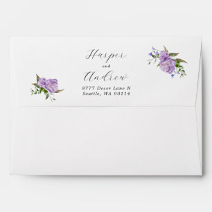 Purple Floral Wedding Return Address Envelope