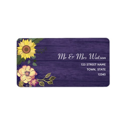 Purple Floral Wedding Return Address Label