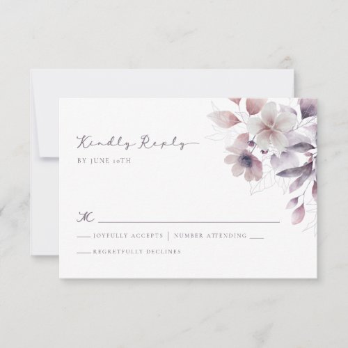Purple Floral Wedding RSVP Card