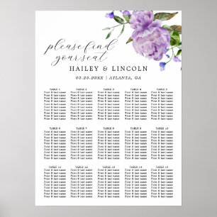 Purple Floral Wedding Seating Chart
