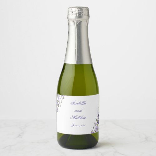 Purple Floral Wedding Sparkling Wine Label