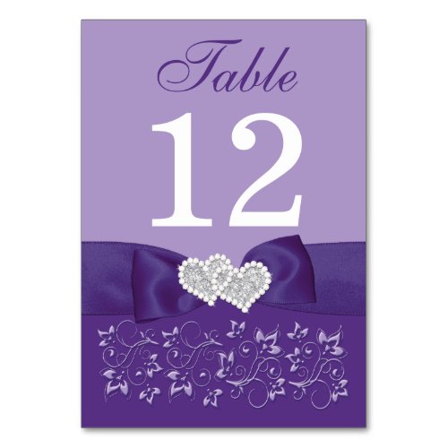 Purple Floral Wedding Table Number Card