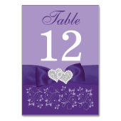 Purple Floral Wedding Table Number Card (Back)