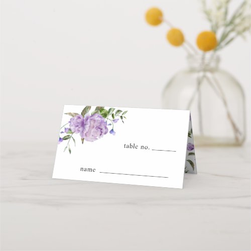 Purple Floral Wedding Table Number Place Card