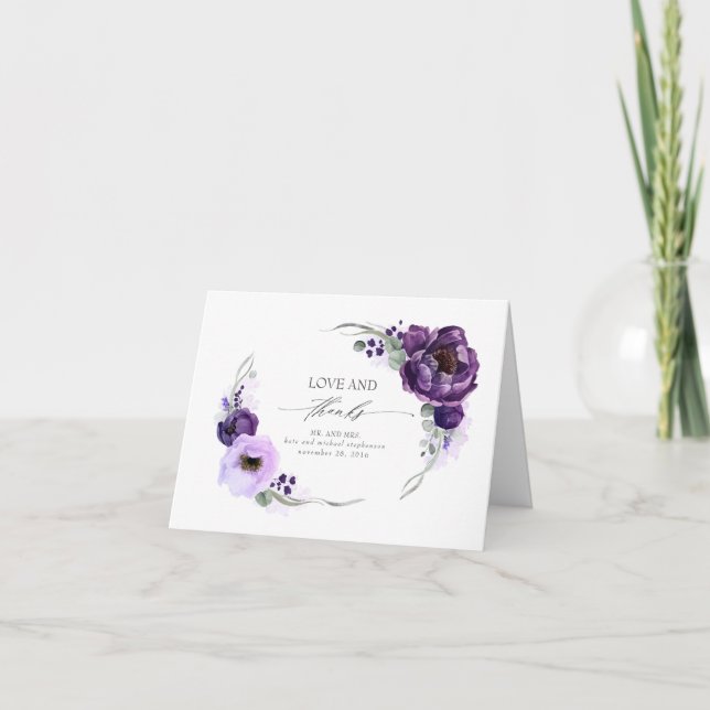 Purple Floral Wedding Thank You (Front)