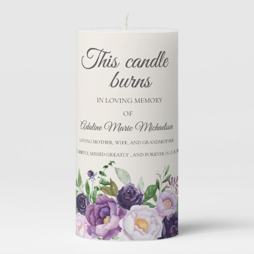Purple Floral Wedding This Candle Burns Memory