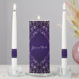 Purple Floral Wedding Unity Candle Set