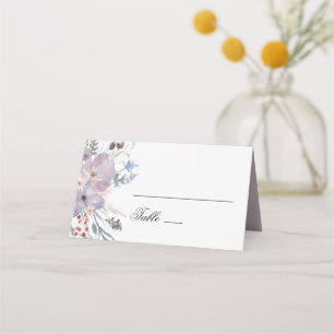 Purple floral wedding. Watercolor lavender flowers Place Card