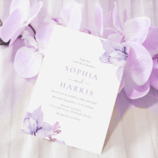 Purple Floral Wedding Watercolor Stunning  Invitation