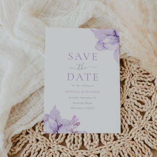 Purple Floral Wedding Watercolor Stunning Save The Date