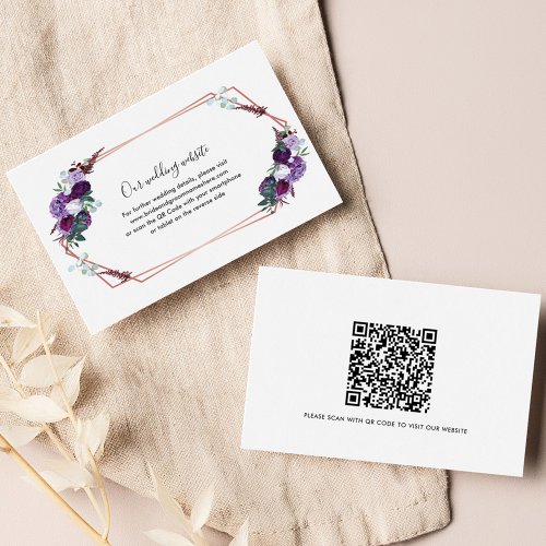 Purple Floral Wedding Website Enclosure Card