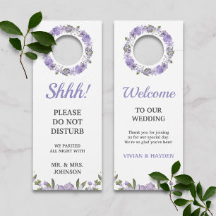 Purple Floral Wedding Welcome/Do Not Disturd Door Hanger