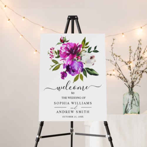  Purple Floral Wedding Wellcome Sign Foam Boards