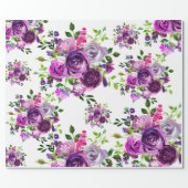 Purple Floral Wedding Wrapping Paper (Flat)