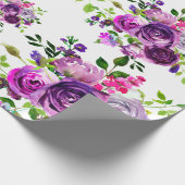 Purple Floral Wedding Wrapping Paper (Corner)